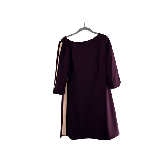 Vince Camuto Dresses & Skirts - Vince Camuto Plum Dress Beige Detail Trim 3/4 Sleeve 8 USA Colorblock Retro Mod